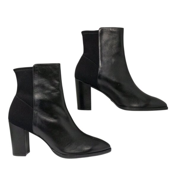 Stuart Weitzman Harper 80 Black Leather Booties Size 7.5 M - Picture 10 of 14